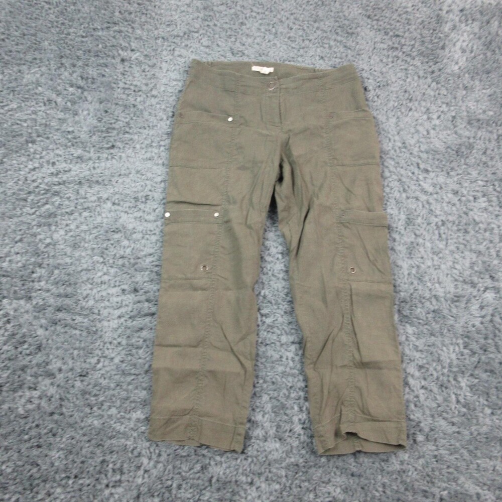 Eileen Fisher Pants Womens Petite 4P Green Cargo Cropped Mid Rise Capri 36x22